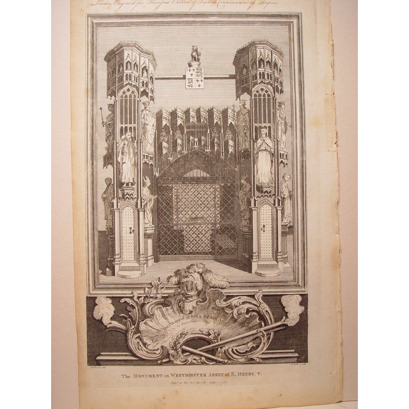 Monument de K. Henry V. Gravelot, dans l'abbaye de Westminster. Il a gravé Goldar (Oxford, 1729-Londres, 1795).