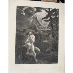 Adan apres le peche engraved by Goupu et Pensonnette