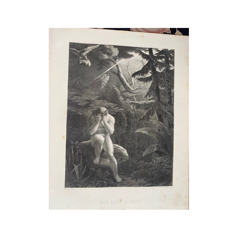Adan apres le peche engraved by Goupu et Pensonnette