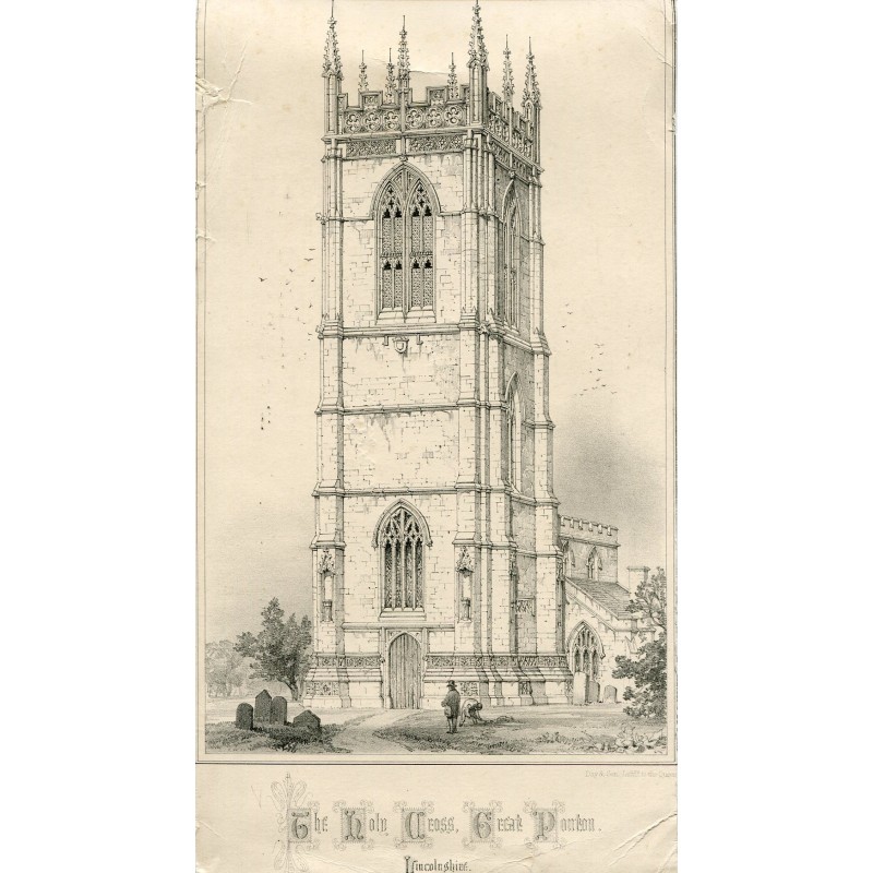La Sainte Croix Great Ponton, Lincnshire lithographie par Day&Son