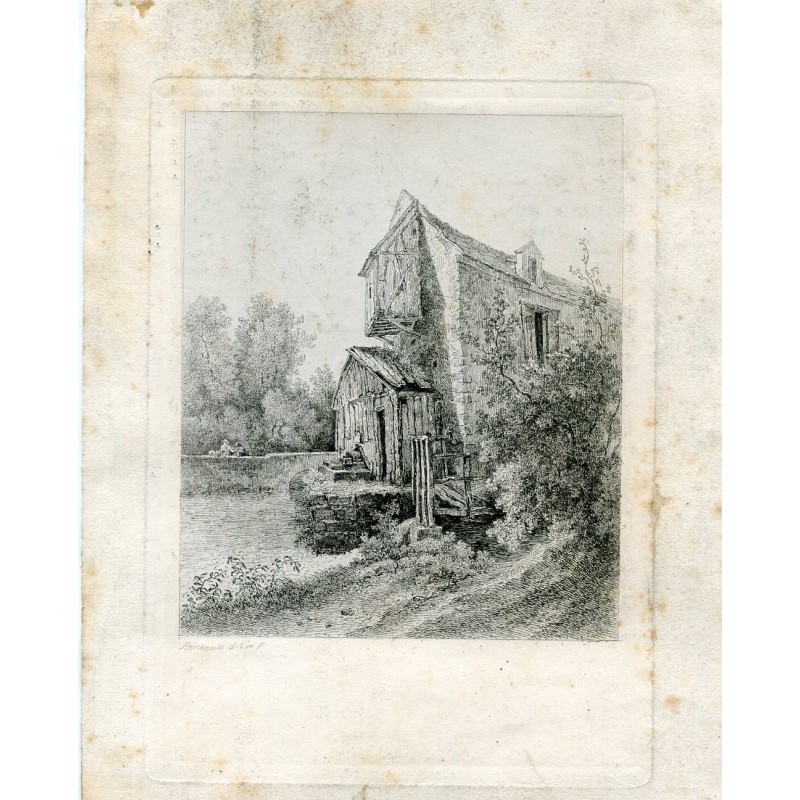 Maison de campagne dessinée et gravée par Pierre Gabriel Berthauld