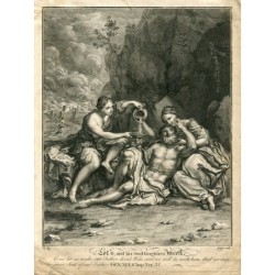 L'incesto delle figlie di Lot - incisione del 1750