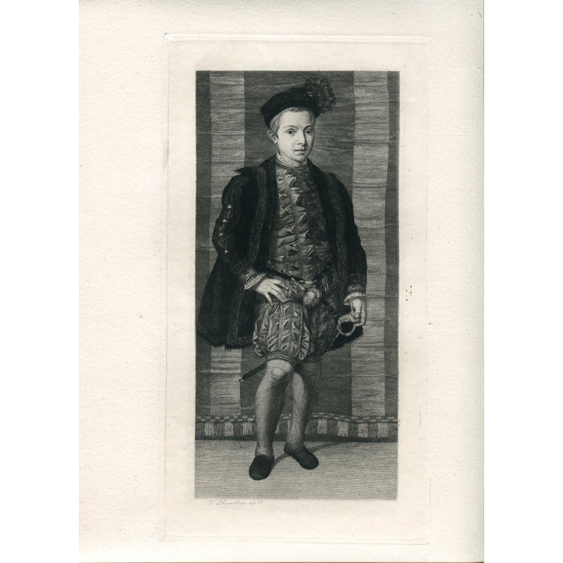 Porträt eines Jungen nach Pontorno – Radierung von 1877.