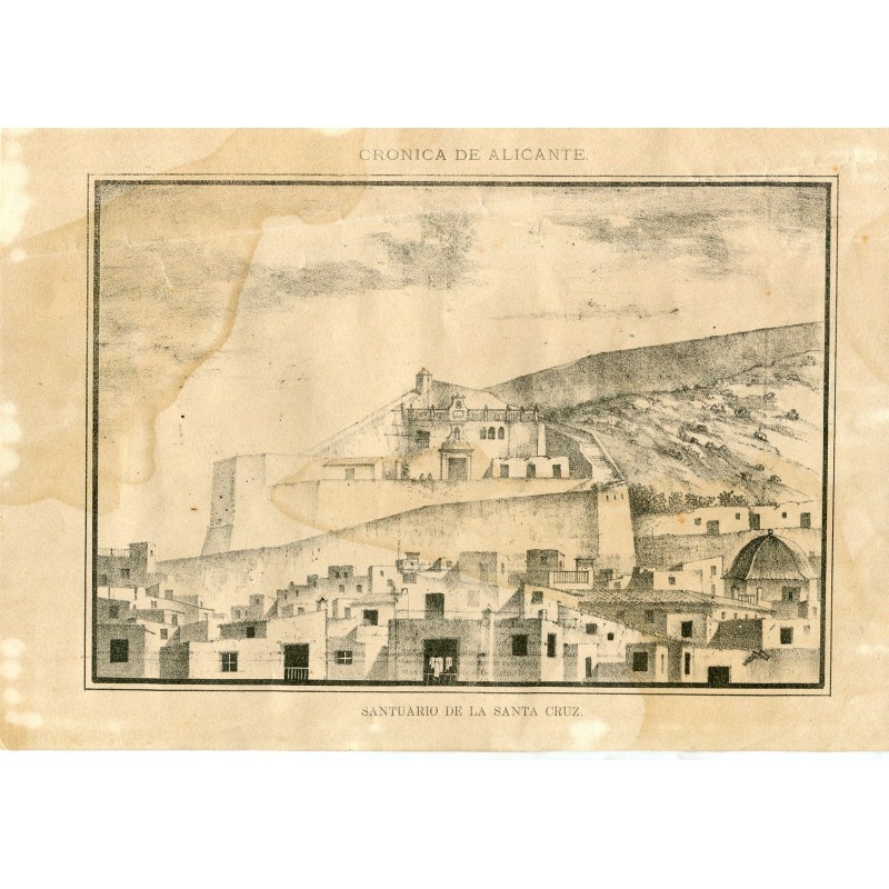 Alicante. Heiligtum des Heiligen Kreuzes. Lithographie aus dem 19. Jahrhundert