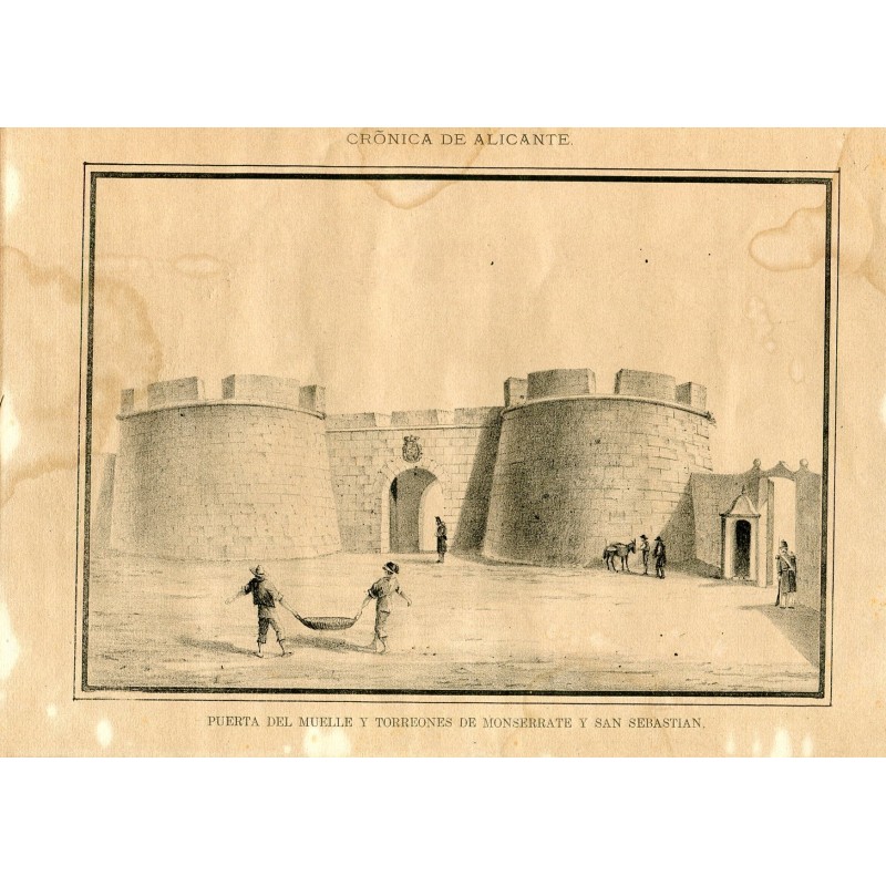 Alicante. Dock Gate and the towers of Montserrate and San Sebastian