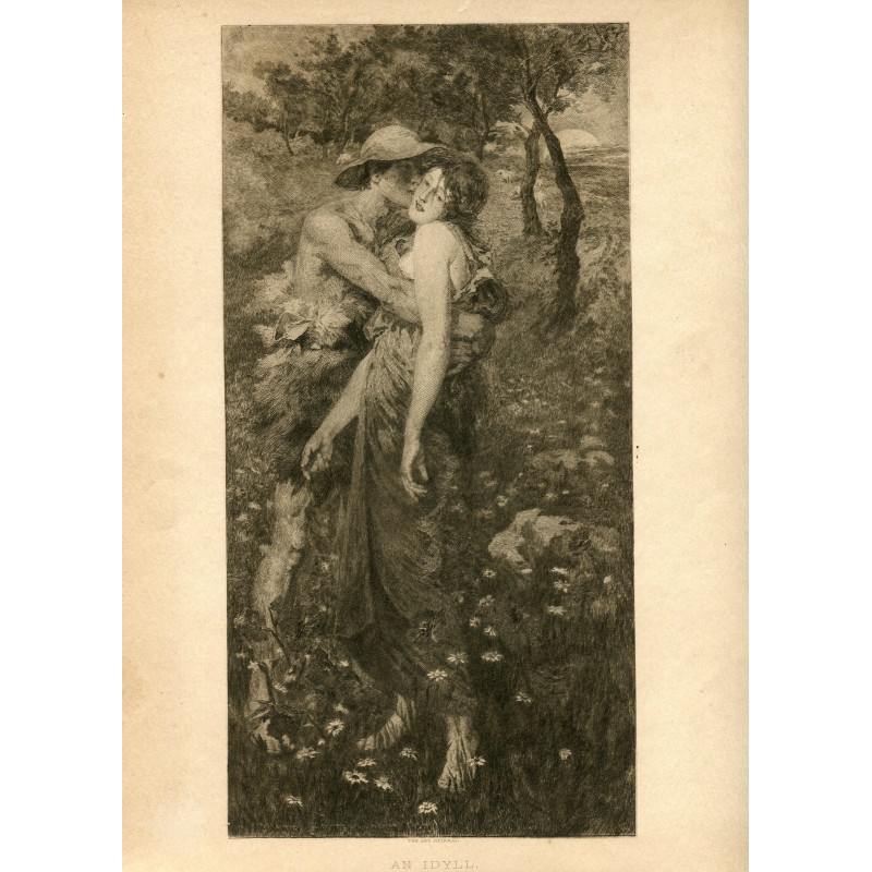 An Idyll grabado por james Dobie copia de una obra de Maurice Greiffenhagen