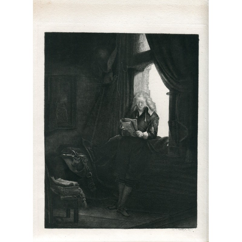 Rembrandt heliogravure, etching of Jan Six by Amand-Durand (1881)