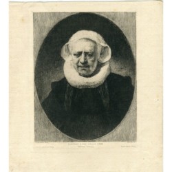 Ritratto di una vecchia signora. Acquaforte antica da Rembrandt di Rajon (1885)
