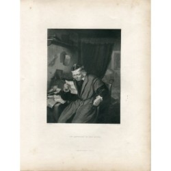 Un avocat dans son cabinet. Gravure ancienne de W.H. Worthington d'après A. Ostade.