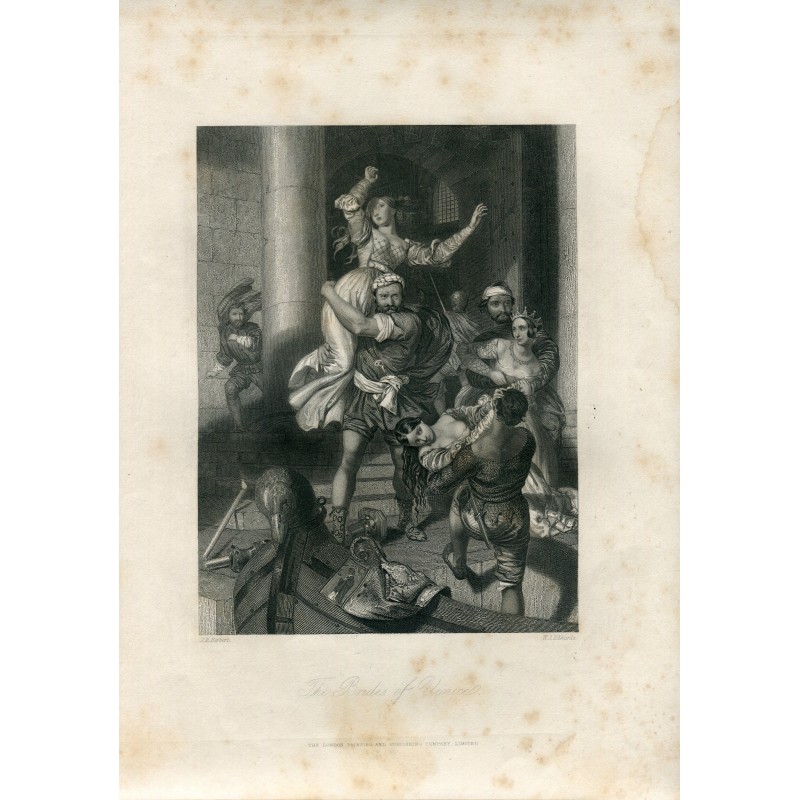 Les Mariées de Venise. Gravure ancienne du XIXe siècle.