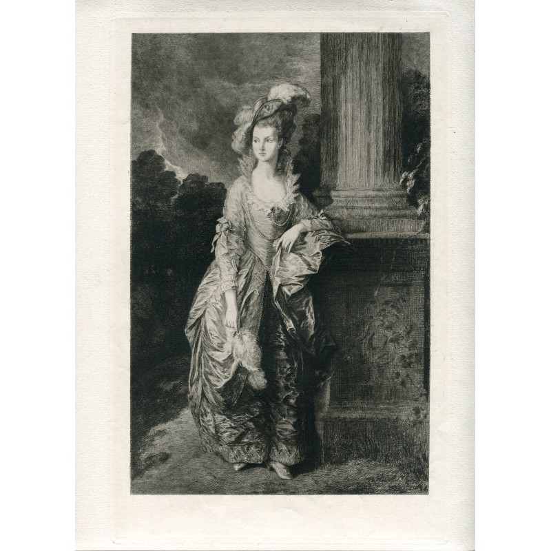 Portrait of Mrs Mary Graham or The Honourable Mrs Graham. Antique etching after T Gainsborough, 1880.