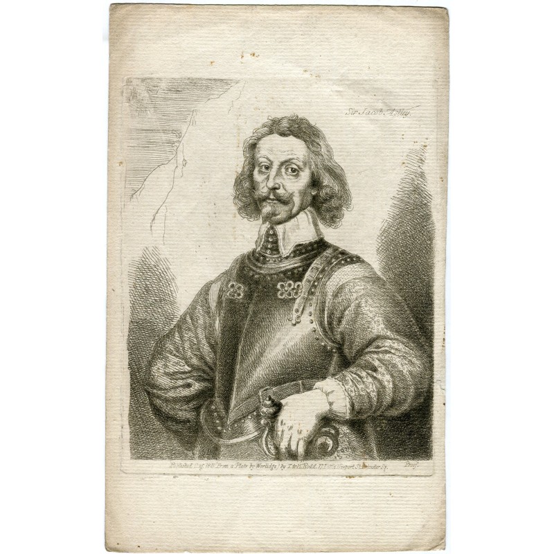 Prova d'artista. Sir Jacob Astley. Incisione del 1821 di Worlidge.