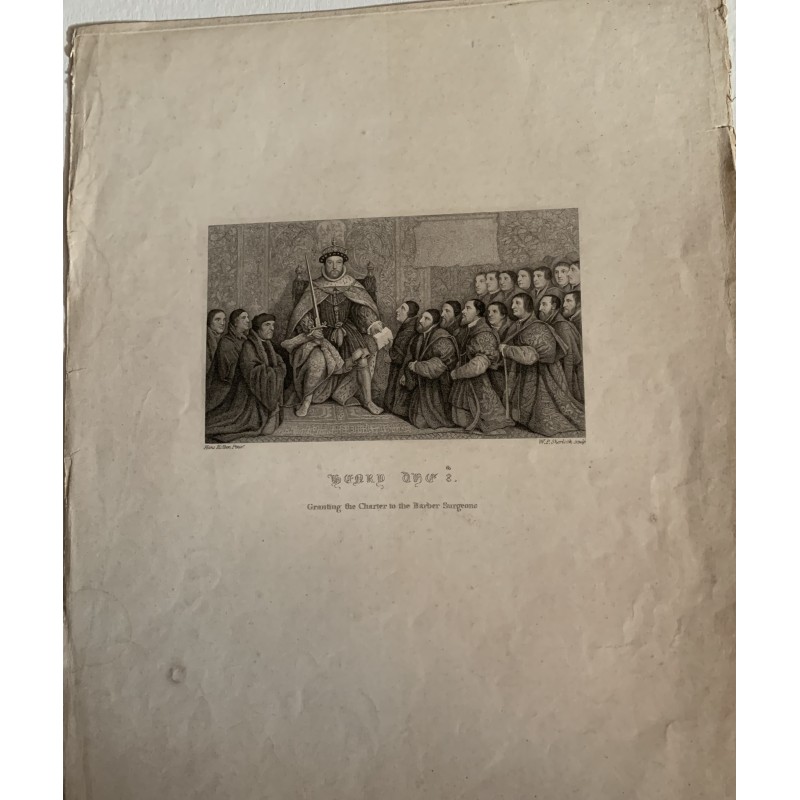 Henry VIII Presenting a Charter to the Barber Surgeons Company. W P Sherlock after Holbein - 1817