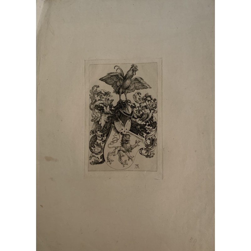 Armoiries au lion et au coq - Amand-Durand d'après Albrecht Dürer