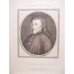 «Geoffrey Chaucer». Grabó Goldar (Oxford,1729-Londres,1795).
