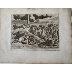 Raphael Bibel - Moses streckt seine Hand über das Meer aus, Exodus 14 - 1674 Kupferstich