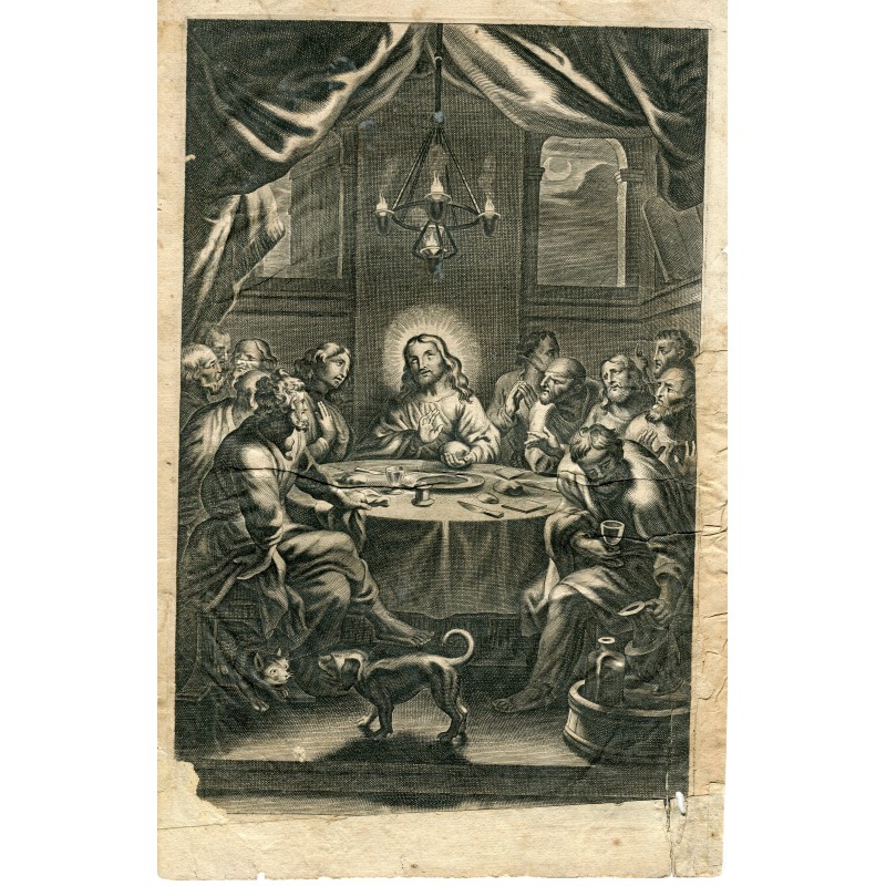 La última cena, grabado del siglo XVII- XVIII