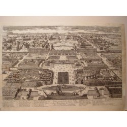 Visualizza generale de la Ville et du Chasteau de Versailles du costés des Jardins. Incisa da Pierre Aveline (Parigi, 1656-1722)