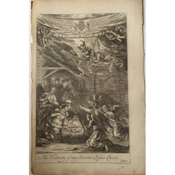 La Natività di Cristo. Incisione su acciaio da G. Freman, XVII secolo.