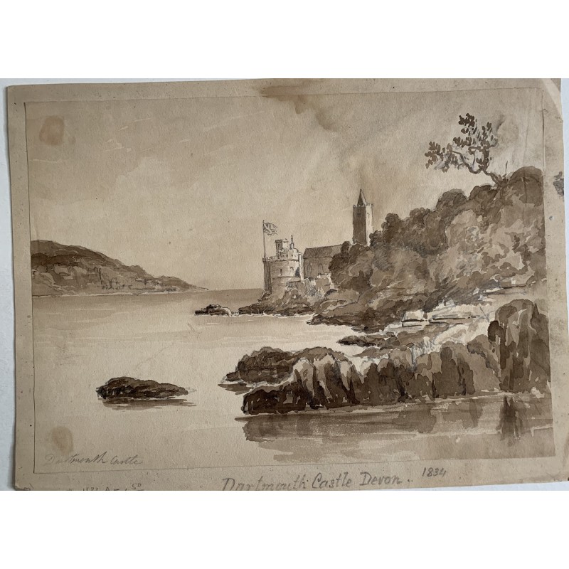 Dartmouth Castle, Devon – Aquarell datiert 1834