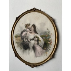 Mother with children. Engraved by H. Robinson - 1800s engraving