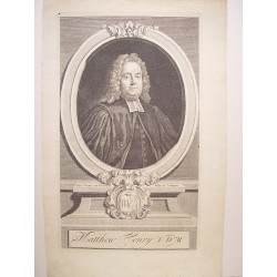Matthew Henry V. D. M.. Grabado y dibujado por George Vertue (Londres 1684-1756)