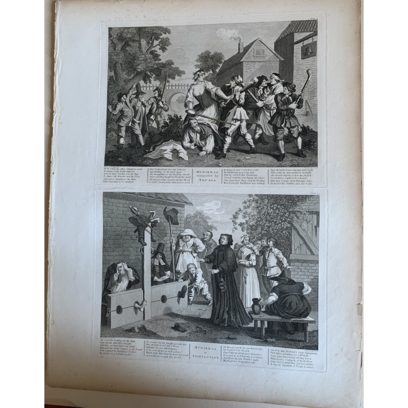 Hudibras Vanquish'd by Trulla
(plate 5) and Hudibras in Tribulation
(plate 6) - 1822 Heath edition