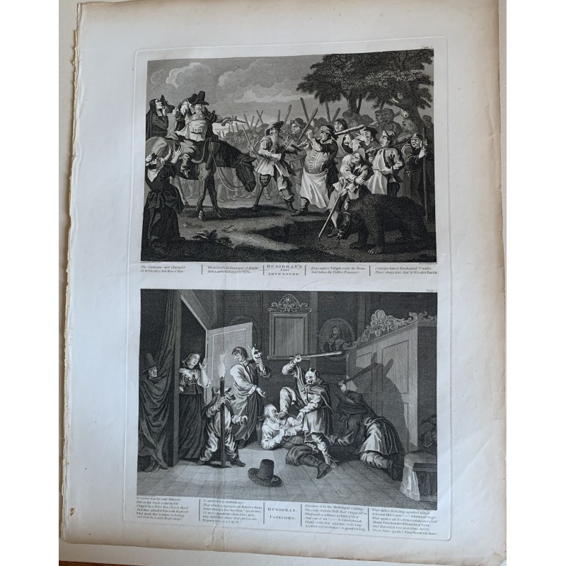 William Hogarth. Grabado doble  3 y 4 de Hudibras, 1820.
