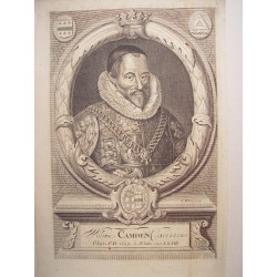 William Camden Clarenceus' Painted by y Engraved by Robert White (Londres,1645-Beloomsbarry,1703).