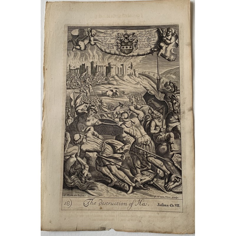 Bibel. Die Zerstörung von Haj (Mekka), gestochen von FH Van Hove nach einer Zeichnung von G. Freeman