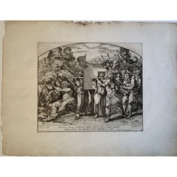 Raphael-Bibel – Die Priester tragen die Bundeslade und überqueren den Jordan – Kupferstich von 1674
