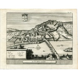 Portugal. View of the City of Coimbra by Pieter Vander Aa, 1707