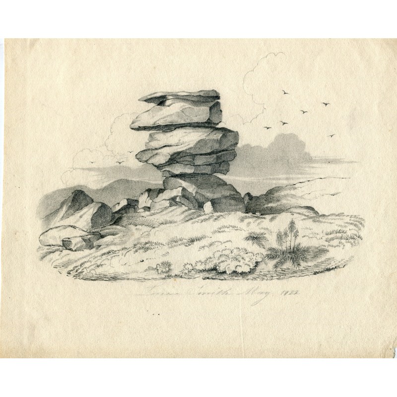 The Cheesewring. Dibujo realizado en 1822 para el grabado de John MacCulloch