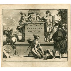 Title page of les delices de l'Espagne et du Portugal tome troisiéme, by van der Aa, 1715