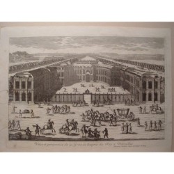 Veduta e prospettiva della Grande Ecuyrie Reale a Versailles. Disegnata e incisa da Pierre Aveline (Parigi, 1656-1722).