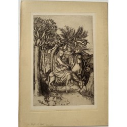 Rast auf der Flucht nach Ägypten – Heliogravüre von Amand-Durand, nach Martin Schongauer, 19. Jahrhundert.