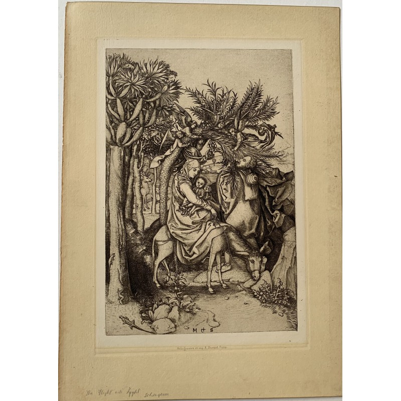 Rast auf der Flucht nach Ägypten – Heliogravüre von Amand-Durand, nach Martin Schongauer, 19. Jahrhundert.