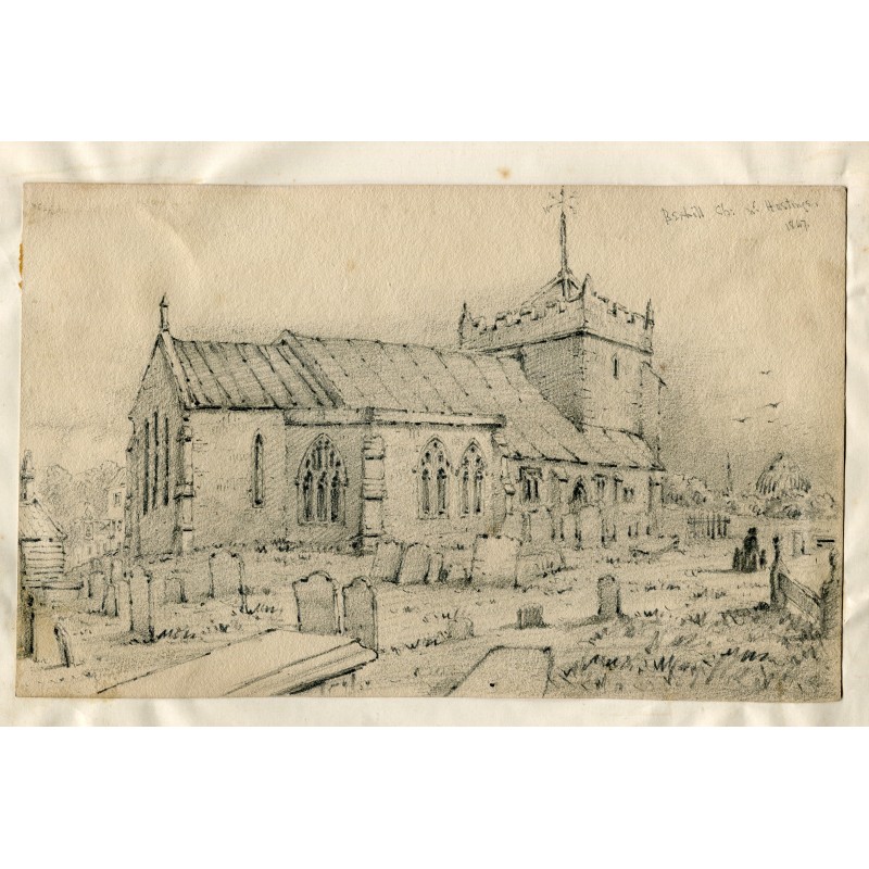 Angleterre. Hastings. Église de Brexhill. Dessin. Daté de 1847.