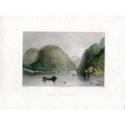 EEUU Roger's Slide, lake George, grabado por J.Cousen, dibujó T. Creswick, 1839