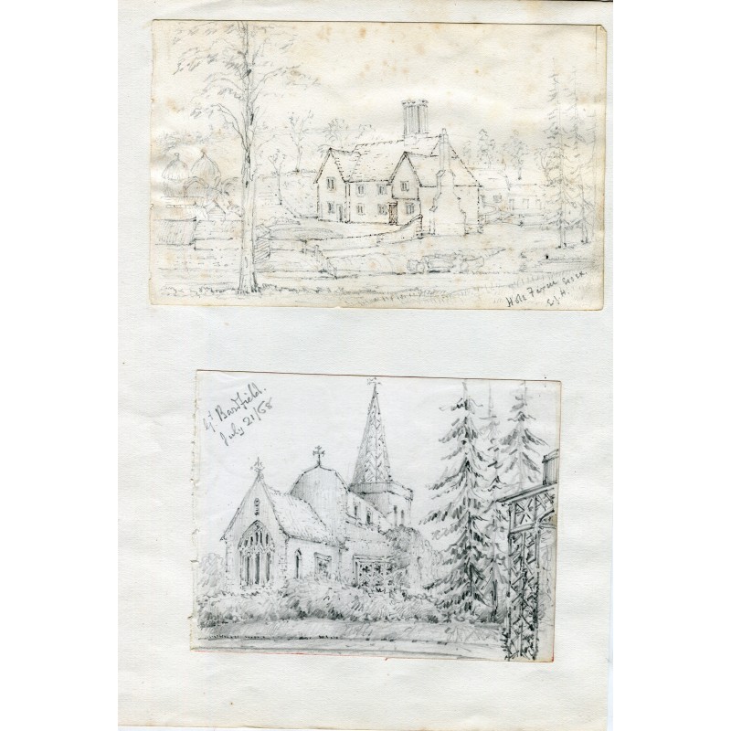 England. Hole Farm and Barfield, signed initials, dated 1868