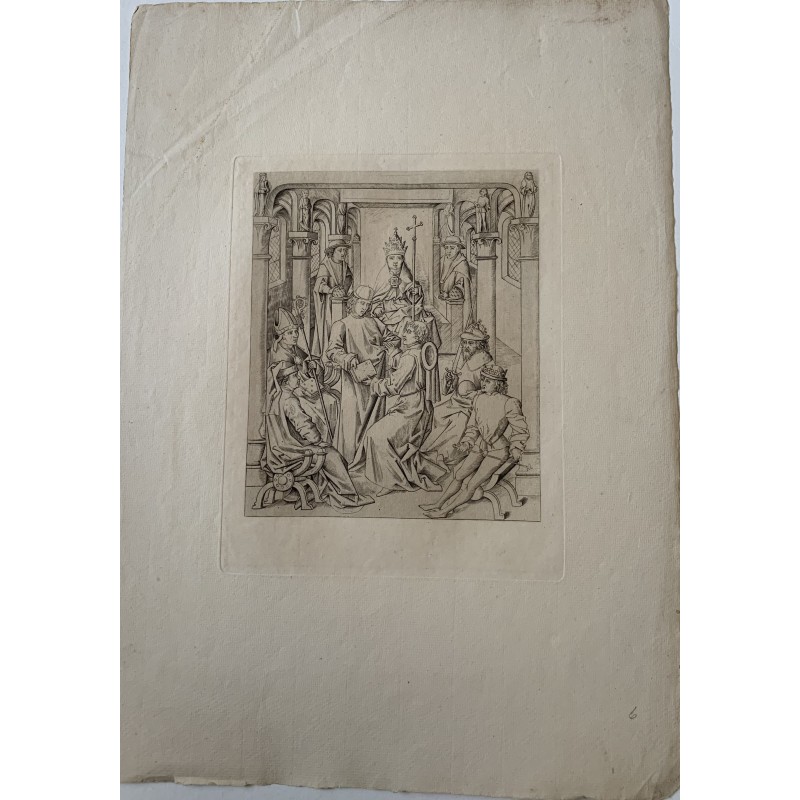 1878. Boccace presenting his book to Mainardo Cavalcanti. Heliogravure by Amand-Durand after Cristofano Robetta