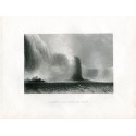 Chutes du Niagara depuis le traversier. d'après les travaux de WH Barlett. Gravure de J. Cousen (1840)
