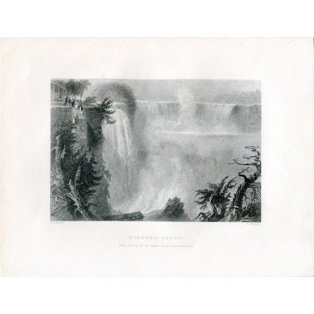 EEUU Niagara Falls, grabado por J.C.Bentley, dibujó W.H. Barlett