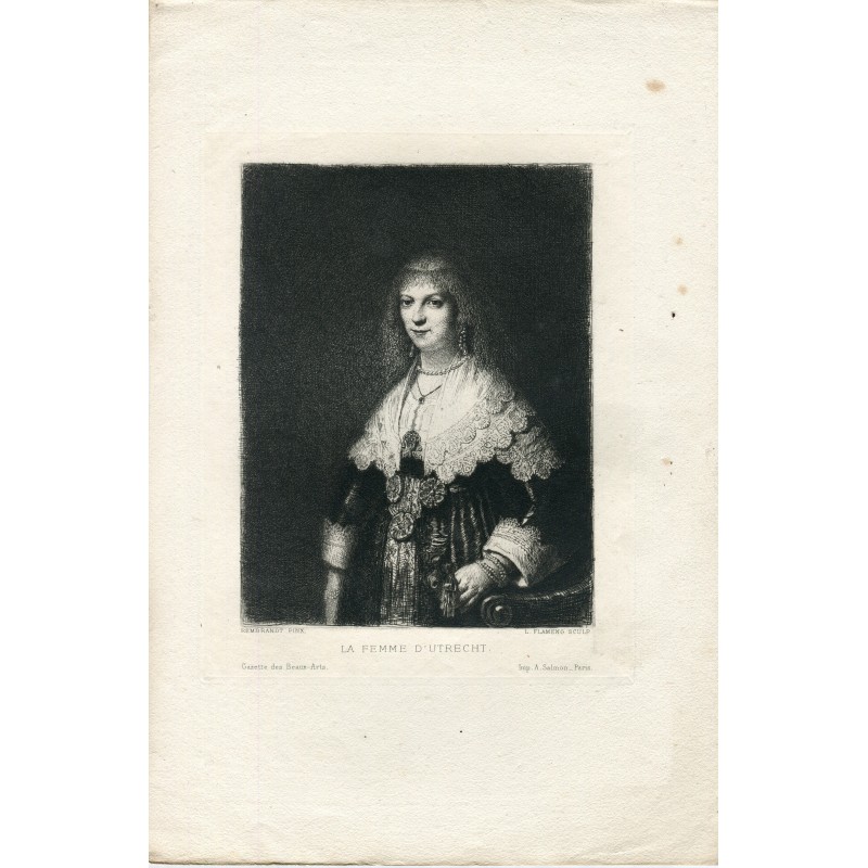 La Femme d'Utrech incisa da L. Flameng da un'opera di Rembrandt.