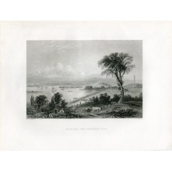 EEUU Boston and Bunker Hill grabado por C. Cousen, 1840