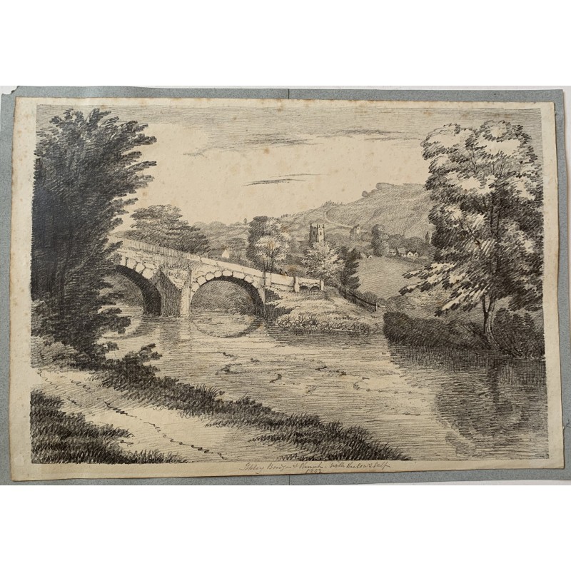 Inghilterra. Yorkshire. Ponte di Ilkley. Disegno del 1852.