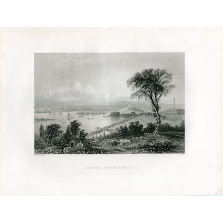 E.E.U.U. Boston and Bunker Hill grabado por C. Cousen, 1840