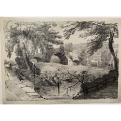 Inghilterra. Ilkley Bridge Middelton Lodge. Disegno del 1852.