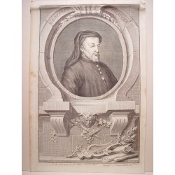 Geoffrey Chaucer. Grabó Jacobus Houbraken (Dordrecht,1698-Amsterdam,1780).