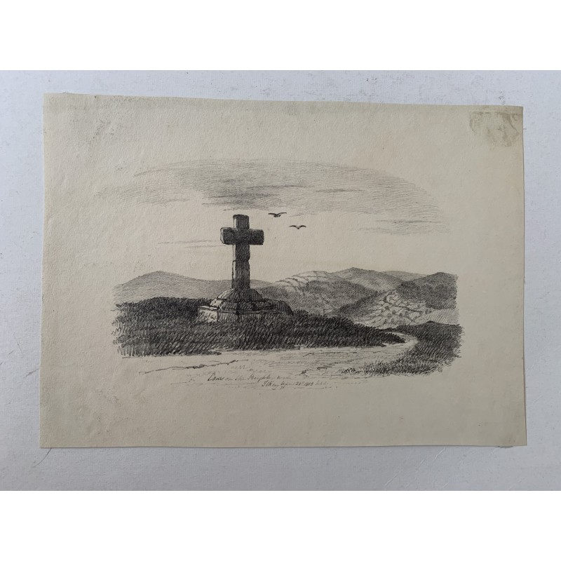 Angleterre. Bradford. Ilkley. Croix sur le haut bois. Dessin de 1853.